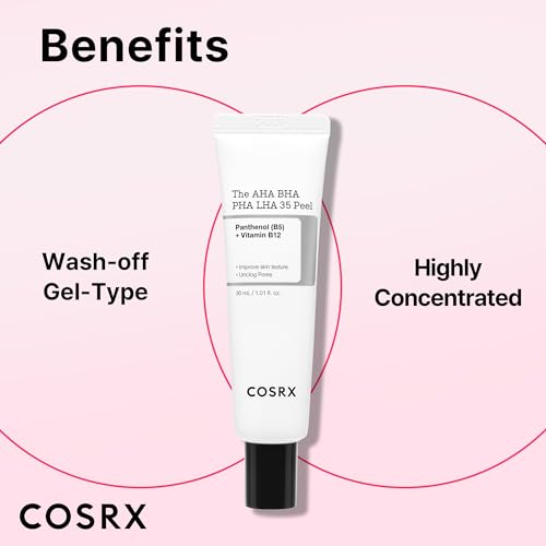 COSRX AHA BHA PHA LHA 35% Peel 1.01 fl. oz / 30 ml, Chemical Exfoliating Peeling Gel for Dull, Rough, Oily Skin with Clogged Pored & Dead Skin Cells, Highly Concentrated, Korean Skin Care