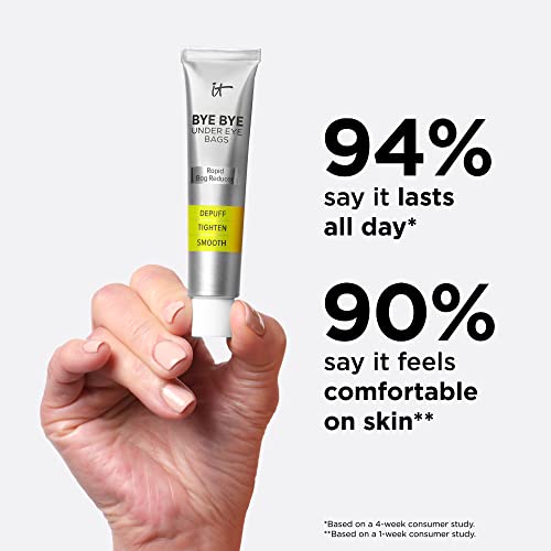 IT Cosmetics Bye Bye Under Eye Bags Treatment For Women & Men – Temporary Undereye Bag Reducer & Under Eye Corrector Depuffs, Tightens, Smooths & Reduces Look of Wrinkles & Fine Lines - 0.5 Fl. Oz