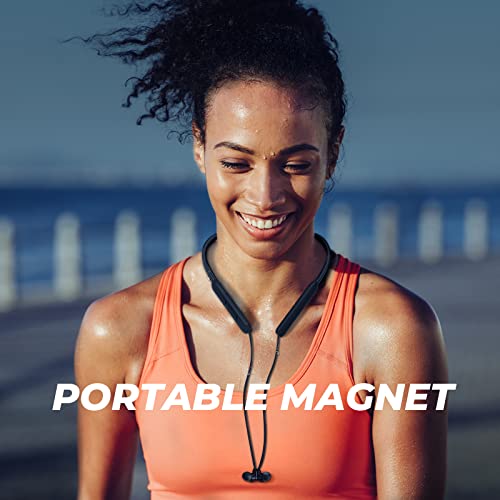TONEMAC Neckband Bluetooth Earbuds, N18 Wireless Bluetooth 5.2 Headphones with Microphone, Ultra-Lightweight Comfort, IPX7 Waterproof, Deep Bass Strong Beat, 20H Playtime, Magnetic Earphones -Black