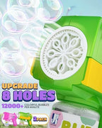 Bubble Gun 2 Packs for Kids, Automatic Bubble Machine with 2 Bottles &25 Bags Refill Solution, Bubble Maker Gifts for Kids, Outdoor Game Toys for Boys&Girls Ages 3+ (Green&Pink(8-Hole))