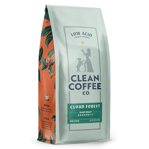 Clean Coffee Co. - Low Acid Dark Roast, Tested for Molds and Toxins, Honduras Blend, Notes of Caramel, Dark Chocolate, and Toasted Malts (Whole Bean, 12 oz Bag)