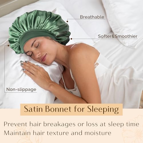 YANIBEST Bonnet for Men Hair Bonnet for Sleeping Double Layer Satin Bonnets for Black Women Curly Hair Braids