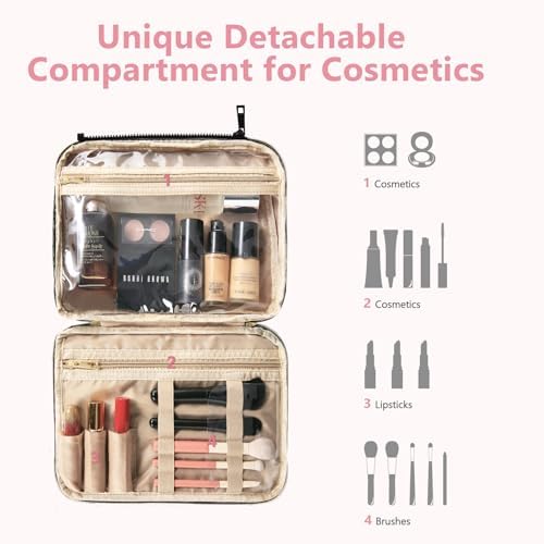 urophylla Detachable Travel Toiletry Bag for Women - Large Toiletry Bags for Traveling Women, Hanging Makeup Cosmetic Bag, Cruise Ship Essentials, Travel Size Toiletries, Valentines Day Gifts for Her