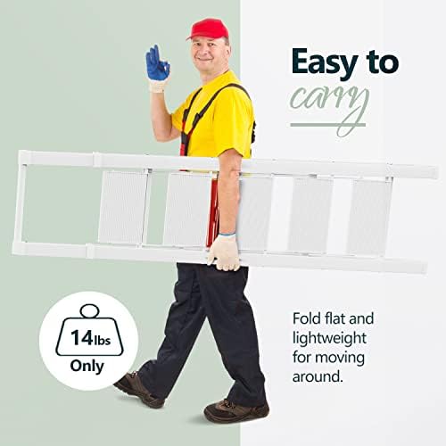 WOA WOA 5 Step Ladder, Ladders for Home, Anti-Slip Pedals, Aluminum Step Stool Foldable, Lightweight to Move, Ease of Storage, Reach 10ft for Closet Kitchen Library, Hold 300lbs - White