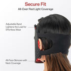 Red Light Mask - 7 Colors Red Light Mask for Face, Facial Skin Care at Home, Cordless, Ergonomic Design and Rechargeable for Home - Black