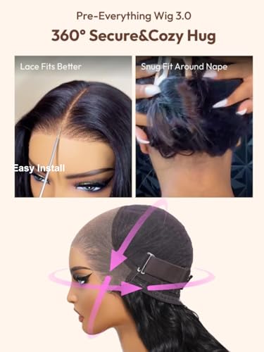 UNICE Bye Bye Knots Wig Body Wave 7x5 Pre Cut HD Lace Front Wigs Human Hair with Elastic Drawstring Balayage Brown Glueless Wig Pre Plucked Bleached Knots Natural Hairline 150% Density 24 Inch