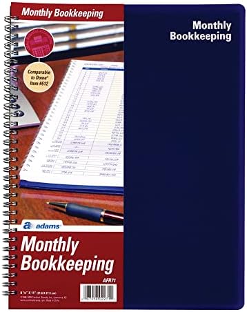 Adams Bookkeeping Record Book, Monthly Format, White (AFR71), 8.5 x 11 inches