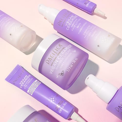 Pacifica Face Moisturizer - Vegan Ceramide Barrier Repair Face Lotion, Hydrating, For Dry Skin, Dermatologist Tested, Safe for Sensitive Skin, Fragrance Free, Vegan + Cruelty Free