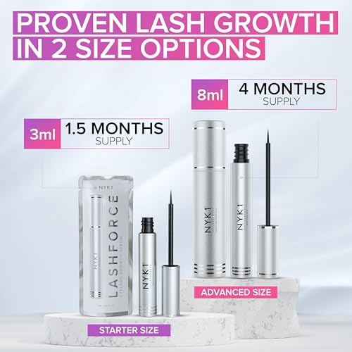 NYK1 CONCENTRATED Lash Serum For Eyelash Growth (3ml) LashForce Eyelash Serum To Grow Lashes Longer And Thicker Eyelash Growth Serum - Lash Growth Serum For Enhanced Eye Lash Serum Growth