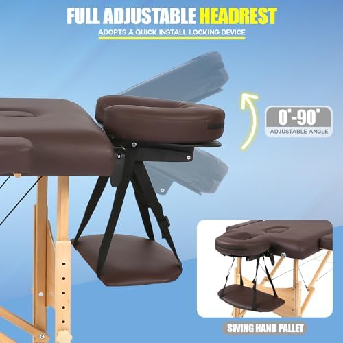 PayLessHere Massage Bed Portable Massage Table 2 Fold Lash Bed Adjustable Salon Bed 24 inche Wide Spa Table with Non-Woven Bag for Spa Footmassage Facial CareSpa Tattoo
