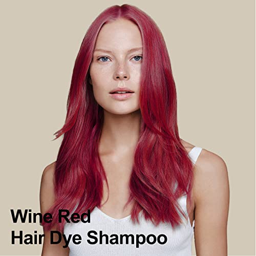 Wine Red Hair Dye 16.9 Fl Oz, Argan Oil Wine Red Hair Shampoo, 3 in 1 Hair Dye Shampoo, Easy To Use, Semi-Permanent Hair Color Shampoo (Wine Red)