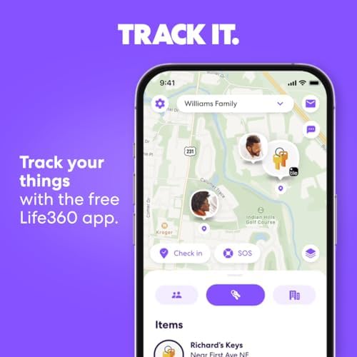Tile by Life360 Mate - Bluetooth Tracker, Keys Finder and Item Locator for Keys, Bags and More. Phone Finder. Both iOS and Android Compatible. 1-Pack (Black)