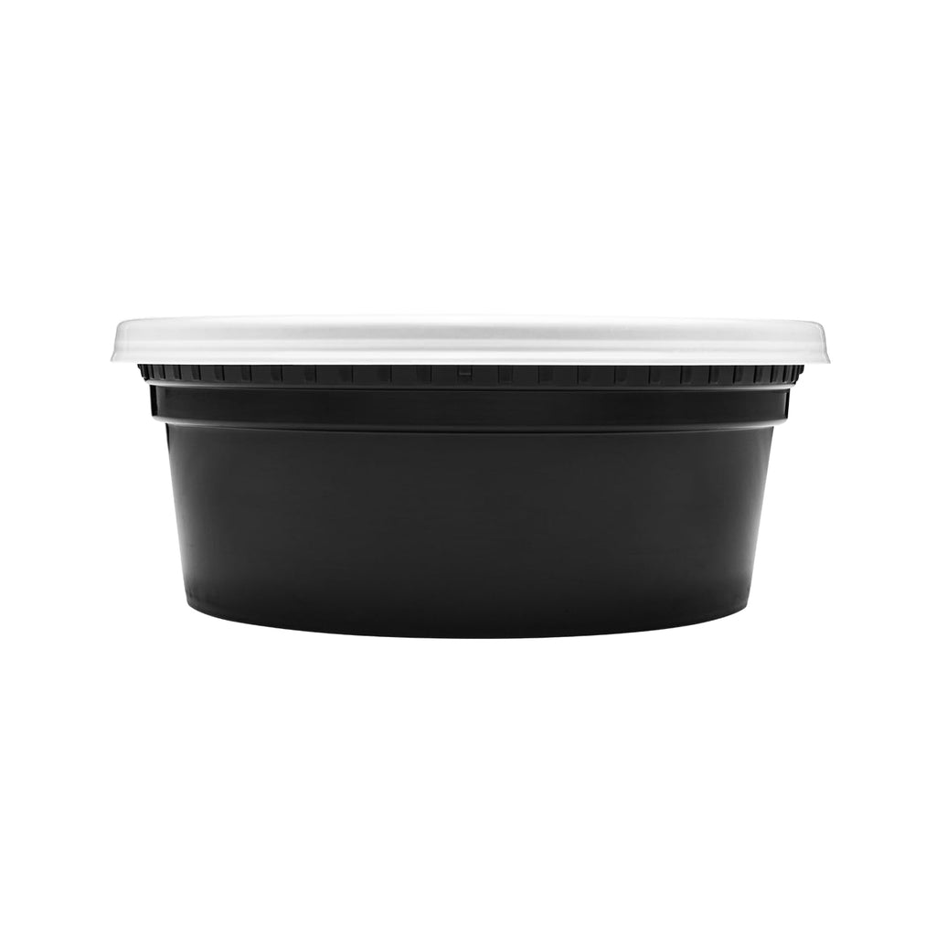 Karat [8oz - 240 ct Black PP Injection Molded Round Deli Containers with Lids (FP-IMDC8-PPB)