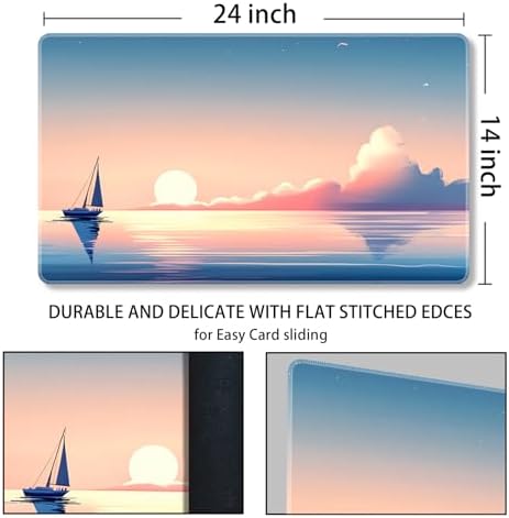 MTG Playmat Magic Card Playmat Game Mat,TCG & CCG Card Games Mat with Free Storage Bags Size 24 x 14 Inches (No with Zones,Landscape)