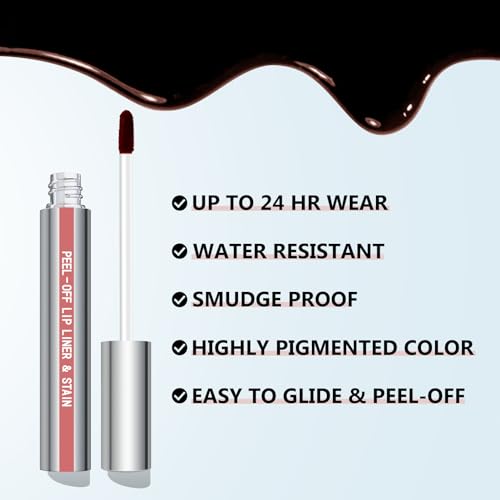 Cilrofelr Peel Off Lip Liner Stain, Long Wear Tattoo Lip Liner with Tweezer, Peel Off Lip Stain with Matte Finish, Long Lasting, Waterproof, Transfer-proof, Highly Pigmented Color (N-Nude Pink)