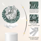 ZIMASILK 100% Mulberry Silk Bonnet for Sleeping Women Long Hair Double Layer Silk Hair Wrap with Silk Tie Band Natural Silk Cap for Hair Care Stay on Head (1Pc, Grayishgreen + Lightgrey)
