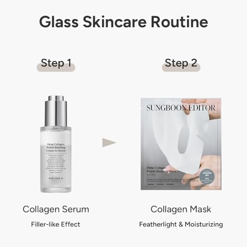SUNGBOON EDITOR Korean Glass Skin Deep Collgen Boost Set | Valentine Day Gift | Real Collagen 2,160,000PPB for Elasticity | Hydrating Collagen Face Mask | Face Serum for Women | Korean Skin Care Set