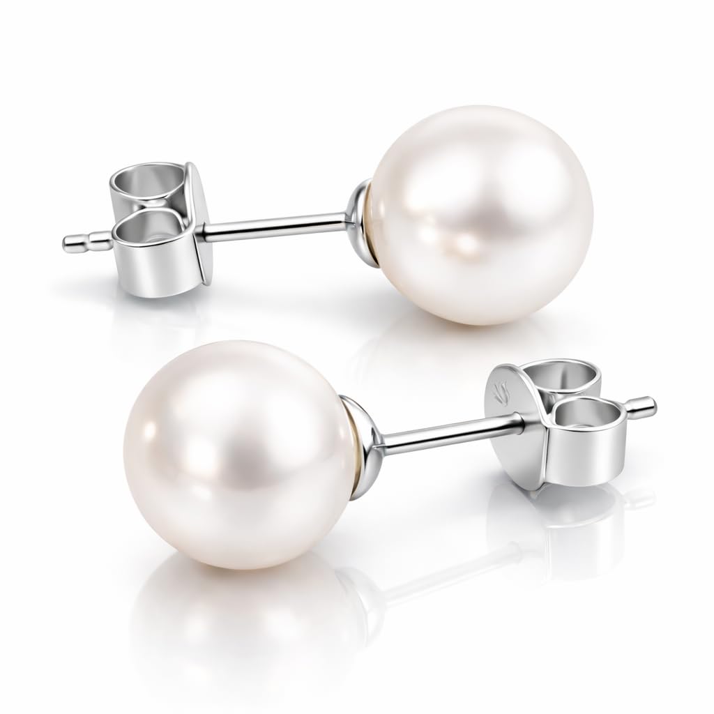 6mm Real Freshwater Pearl Stud Earrings, Hypoallergenic