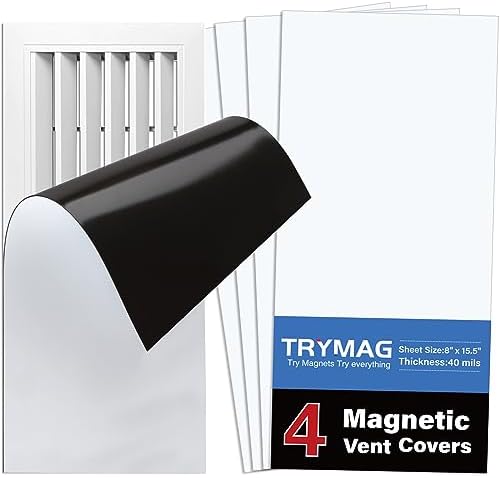 TRYMAG Strong Floor Vent Covers 8"x15", 4 Pack Magnetic Vent Covers for Home Floor Standard Air Registers，Air Conditioner Vent Covers for Wall, Air Register, Ceiling Vents，RV, Home HVAC and AC Vents