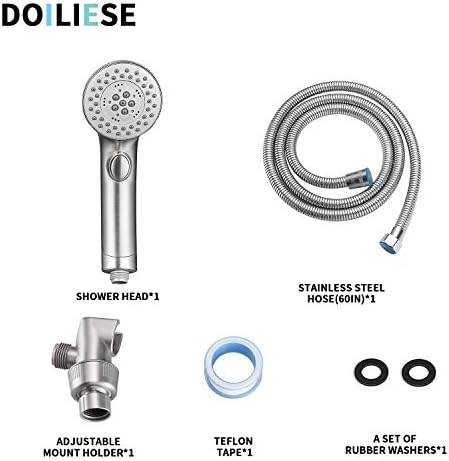 Shower Head, High Pressure 6 Setting Shower Head Hand-Held with ON/OFF Switch and Spa Spray Mode - Shower Heads with Handheld Spray High Pressure - Brushed Nickel