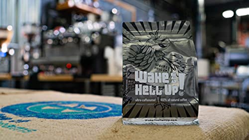 Wake The Hell Up! 12oz Ultra-Caffeinated Jamaican Me Crazy Ground Coffee, Low Acid, Medium-Dark Roast