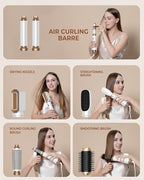 6 in 1 Blow Dryer Brush, Detachable Hair Dryer Brush Air Curler Air Styler Wrap, Curly Twist Hot Air BrushCurling Iron Brush, Blow Dryer Hot Brush Styler Negative Ion, Travel Hair Styling Tool