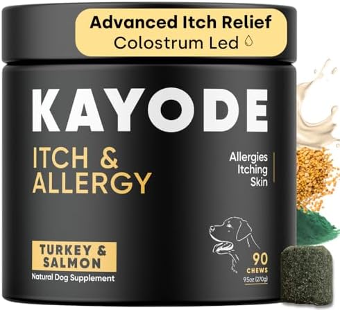 Kayode Itch & Allergy - Natural Dog Allergy Chews. Allergy Relief for Dogs. Premium Colostrum for Dogs, Bee Pollen for Dog Allergies. Alternative to Allergy Medicine for Dogs