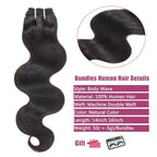 Body Wave Bundles Human Hair 4 Bundles 14 16 Inch 12A Human Hair Bundles 100% Unprocessed Brazilian Virgin Hair Weave Bundles Human Hair Natural Black Deals for Women (14/14/16/16 Inch, 4 Bundles)