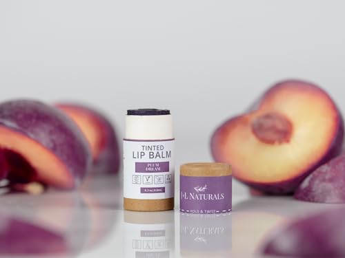 J&L Naturals Tinted Lip Balm | Vegan & Cruelty Free Lip Stain | Zero Waste Makeup | Plastic-Free, Hydrating & Moisturizing Lip Tint | Made in US (Duo (2-Pack), Plum Dream)