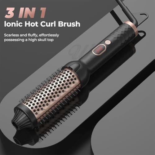 IUI Beauty Thermal Brush, 3-in-1 Pro Negative Ion Two PTC Heaters Thermal Brush, IUI Beauty 3-in-1 Negative Ion Perfect Style in 30 Seconds, Snag-Free Bristles for A Smooth (Black)