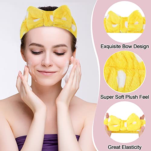 WILLBOND 24 Pack Spa Headband Bow Hairband Facial Makeup Women Face Wash Adjustable Skincare Headbands Flannel Towel Soft Head Wraps for Women Shower Washing Face(Stylish Pattern)