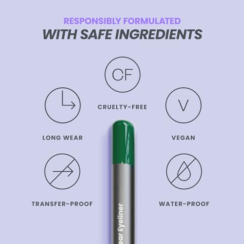 Wonderskin 1440 Longwear Green Waterproof Eyeliner Pencil - Sharpenable Eyeliner Pencil and Smudge Proof Green Eye Liner Pencils (Pine)