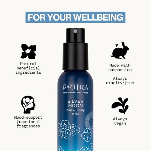 Pacifica Silver Moon Hair Mist Perfume & Full Body Spray for Women - Body Mist Fragrance w/BTonka, Santal, Cardamom, Vanilla Bean, Musk & Amber ��� Clean Beauty Alcohol-Free, Vegan & Cruelty-Free, 5 oz