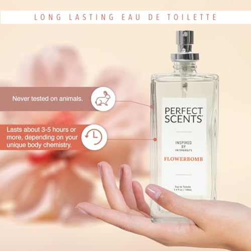 Perfect Scents Fragrances | Inspired by V&R’s Flowerbomb | Women’s Eau de ToileƩe | Vegan, Paraben, Phthalate Free | Never Tested on Animals | 3.4 Fl Oz