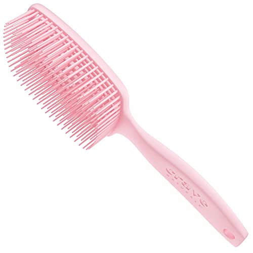 Crave Naturals FLEX DMC Detangling Brush for Thick Hair - Glide Thru Detangling Brush - Hair Brush Detangler for All Hair Types - Flexible Layers Square Paddle Hairbrush - Pink - Comfort Grip