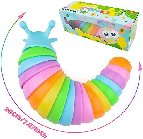 Cevioce 6 Sensory Slug Fidget Toys, Adults & Kids Party Favors, Autism Sensory Toys for 3+ Year Olds - Blue