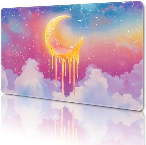 MTG Playmat Magic Card Playmat Game Mat,TCG & CCG Card Games Mat with Free Storage Bags Size 24 x 14 Inches (No with Zones,Moon)