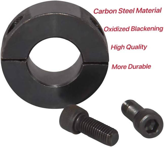Two-Piece Clamping Collar, Carbon Steel with Black Oxide Plating, 7/8" Bore Size, Set Screw