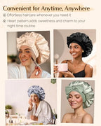 YANIBEST Double Layer Silk Satin Bonnet for Sleeping Women Printed Pattern Satin Bonnet with Tie Band for Women Curly Natural Hair