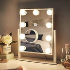 Vanity Mirror with Lights, Makeup Mirror with Lights,3 Color Lighting Modes Detachable 10X Magnification Mirror Touch Control,360°Rotation, White.