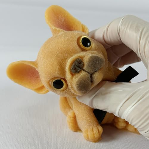 Handmade Taba Squishy Dog Toy, Taba Squishy French Bull Dog Toy, Cute Squishy Frenchie,Realistic Puppy Toy, Silicone Mochi Fidget Pup, Stress Relief Gift for Adults & Kids (French Bulldog)