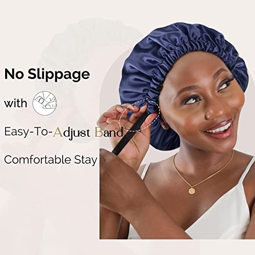 YANIBEST Double Layer Satin Bonnet Silk Bonnet Adjustable Hair Bonnet for Sleeping Hair Bonnets for Women Curly Natural Hair