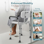 TABEKE Shower Chair for Inside Shower, Heavy Duty Shower Chair with Backrest & Padded Armrest, Height Adjustable Shower Bench, Shower Seat for Bathtub, Elderly and Disabled