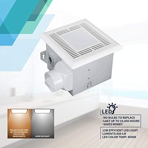 Tech Drive Very-Quiet 70 CFM, 2.0 Sone Bathroom Ventilation and Exhaust Fan With LED light 4000K 600LM(70CFM),Ceiling Mounted Fan,Easy to Install