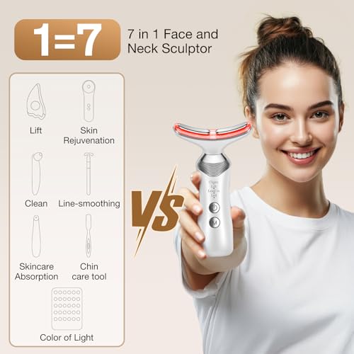 Facial Massager Red-Light-Therapy-for-Face, LED Light Therapy Device, Face Tool for Skin Care