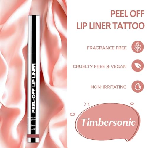 Timbersonic Lip Stain Peel Off, Timbersonic Peel off Lip Liner Stain, 8 Colors Lip Stain Peel off Tint Tattoo Color Waterproof Long-Lasting, No Smudging, Non-Stick Cup (#03)