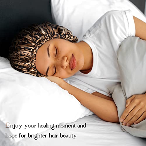 YANIBEST Double Layer Satin Bonnet Silk Bonnet Adjustable Hair Bonnet for Sleeping Hair Bonnets for Women Curly Natural Hair