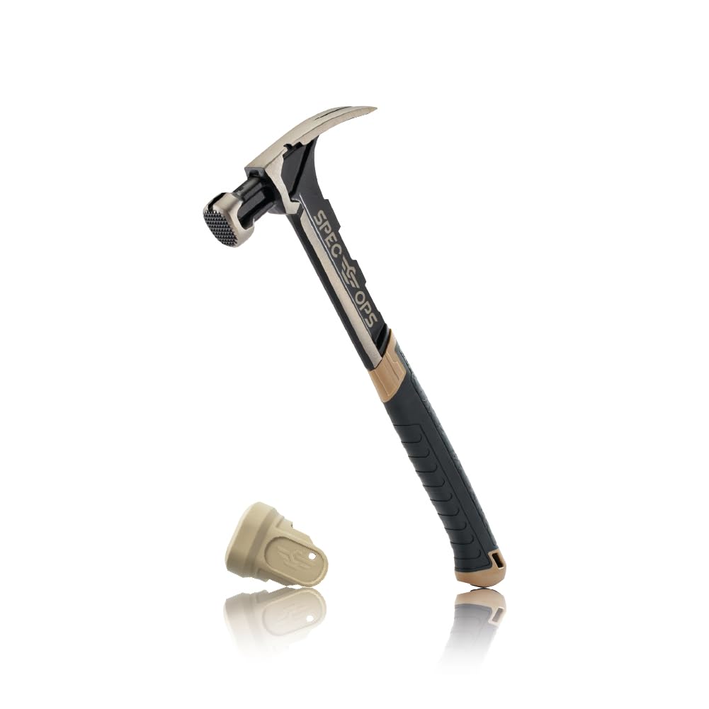Spec Ops Tools Framing Hammer for Carpentry & Demolition, Magnetic Nail Holder, Rip Claw, Soft Mallet Cap, Milled Face with Mallet Cap 28 Oz