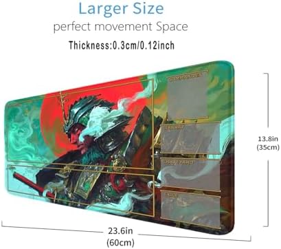 MTG Playmat Stitched Edges, MTG Mats with Zones for MTG TCG 24 x 14 inches Trading Card Inked Game Playmats with Storage Bag Smooth Rubber Surface Battle Game