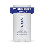 Native Whole Body Deodorant Stick Contains Naturally Derived Ingredients, Deodorant for Men and Women | 72 Hour Odor Protection, Aluminum Free with Coconut Oil and Shea Butter | Unscented